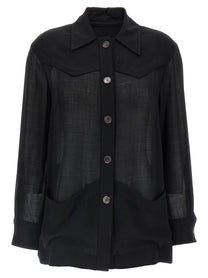 Ferragamo Semi Sheer Wool Jacket Black
