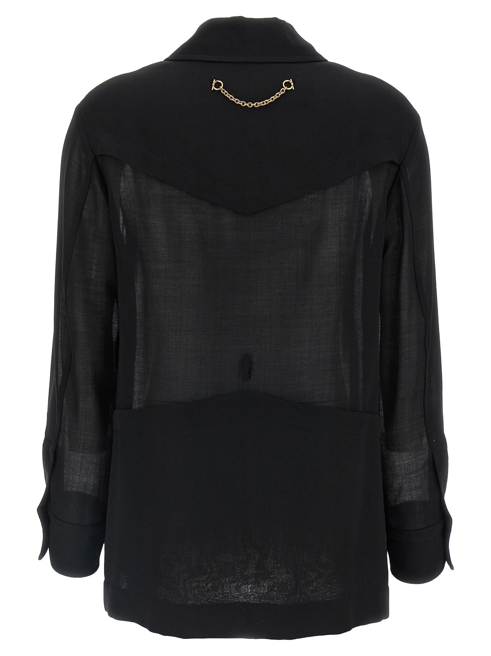 Ferragamo Semi Sheer Wool Jacket Black