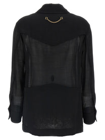 Ferragamo Semi Sheer Wool Jacket Black