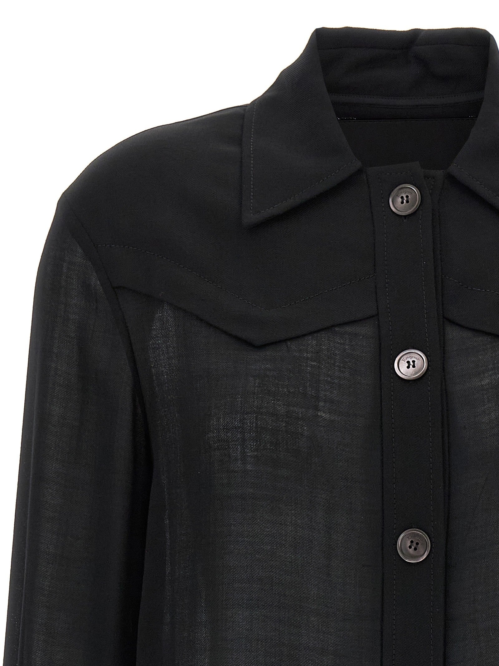 Ferragamo Semi Sheer Wool Jacket Black