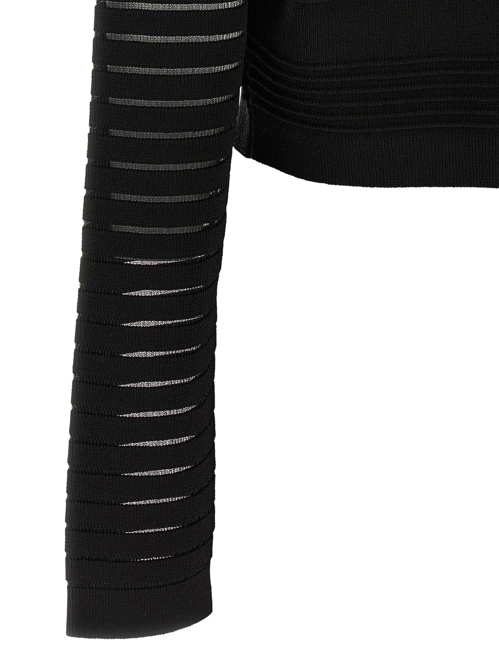 Balmain Semi Transparent Stripes Cardigan Black