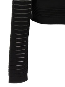 Balmain Semi Transparent Stripes Cardigan Black