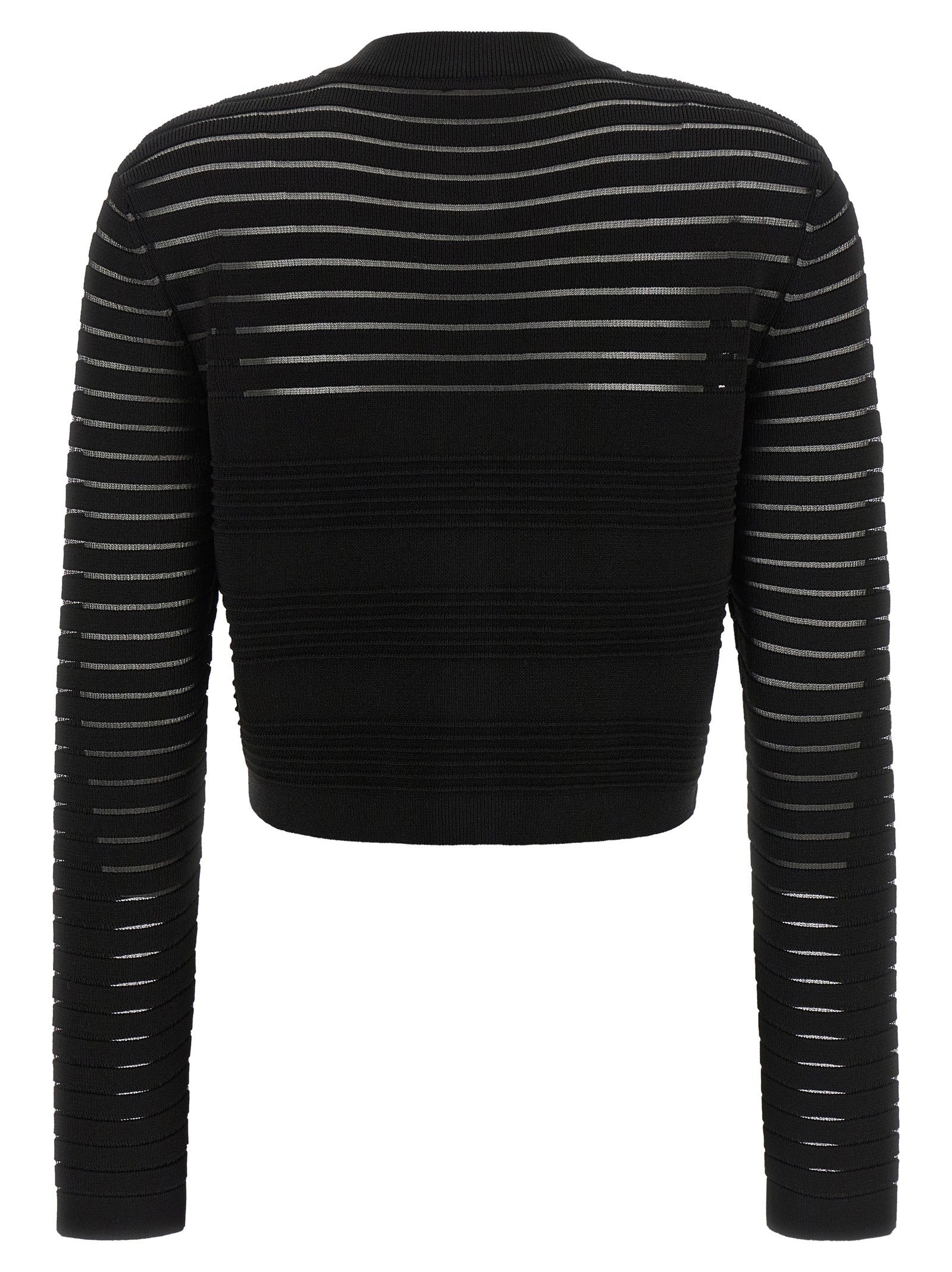 Balmain Semi Transparent Stripes Cardigan Black