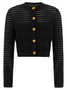 Balmain Semi Transparent Stripes Cardigan Black