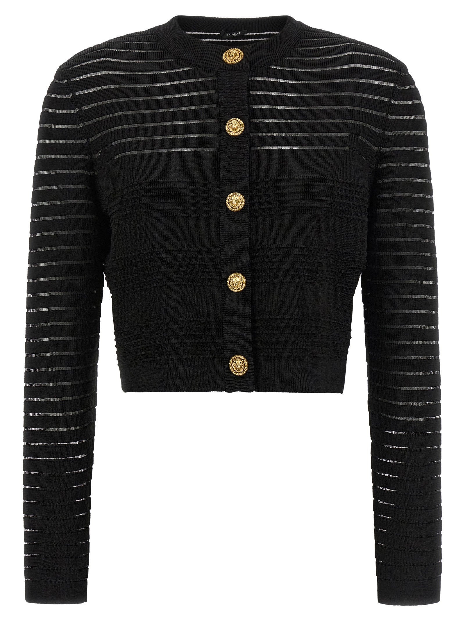 Balmain Semi Transparent Stripes Cardigan Black