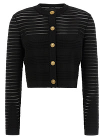 Balmain Semi Transparent Stripes Cardigan Black