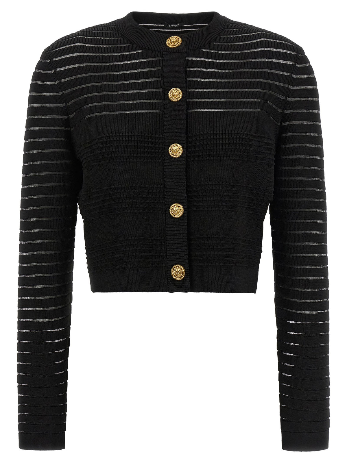 Balmain Semi Transparent Stripes Cardigan Black