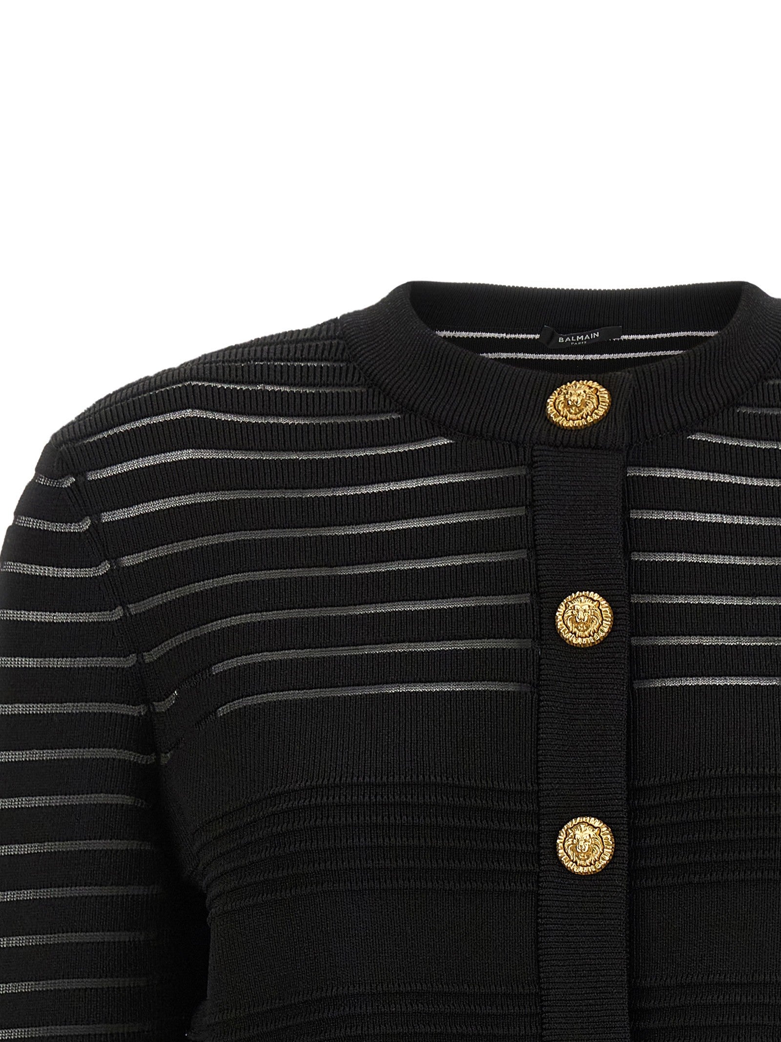 Balmain Semi Transparent Stripes Cardigan Black