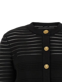 Balmain Semi Transparent Stripes Cardigan Black