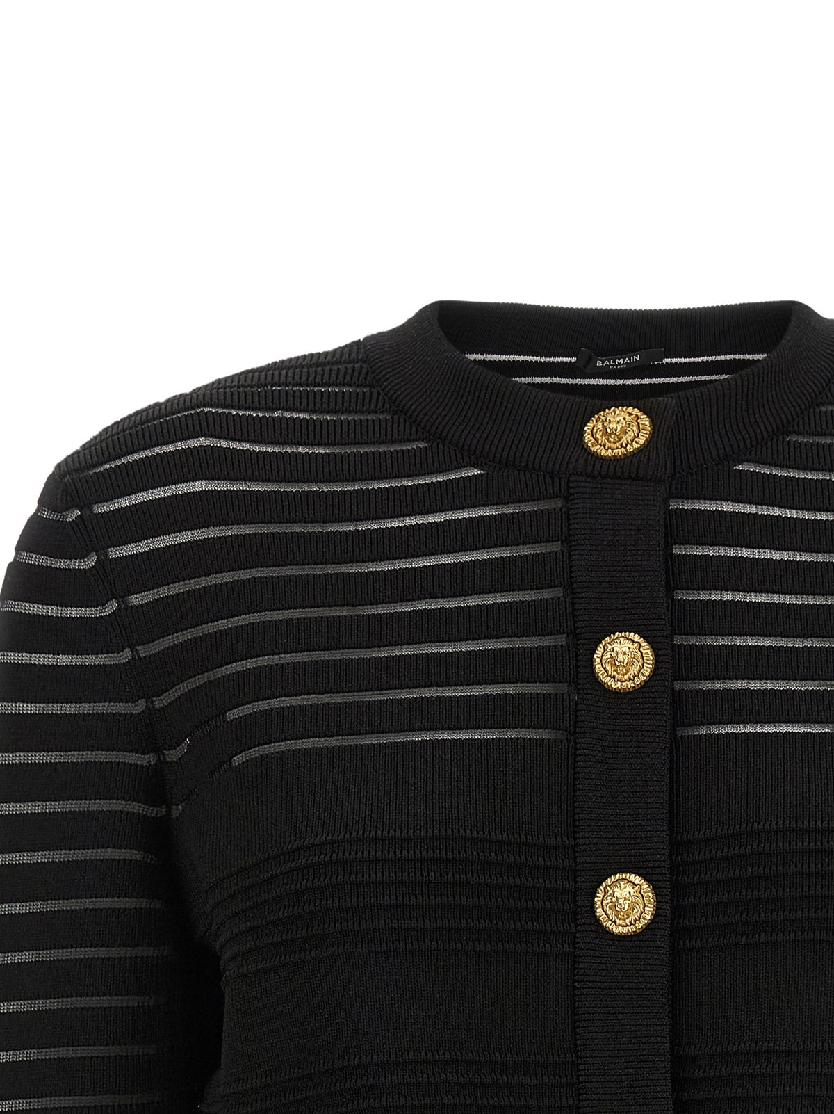 Balmain Semi Transparent Stripes Cardigan Black, view 3