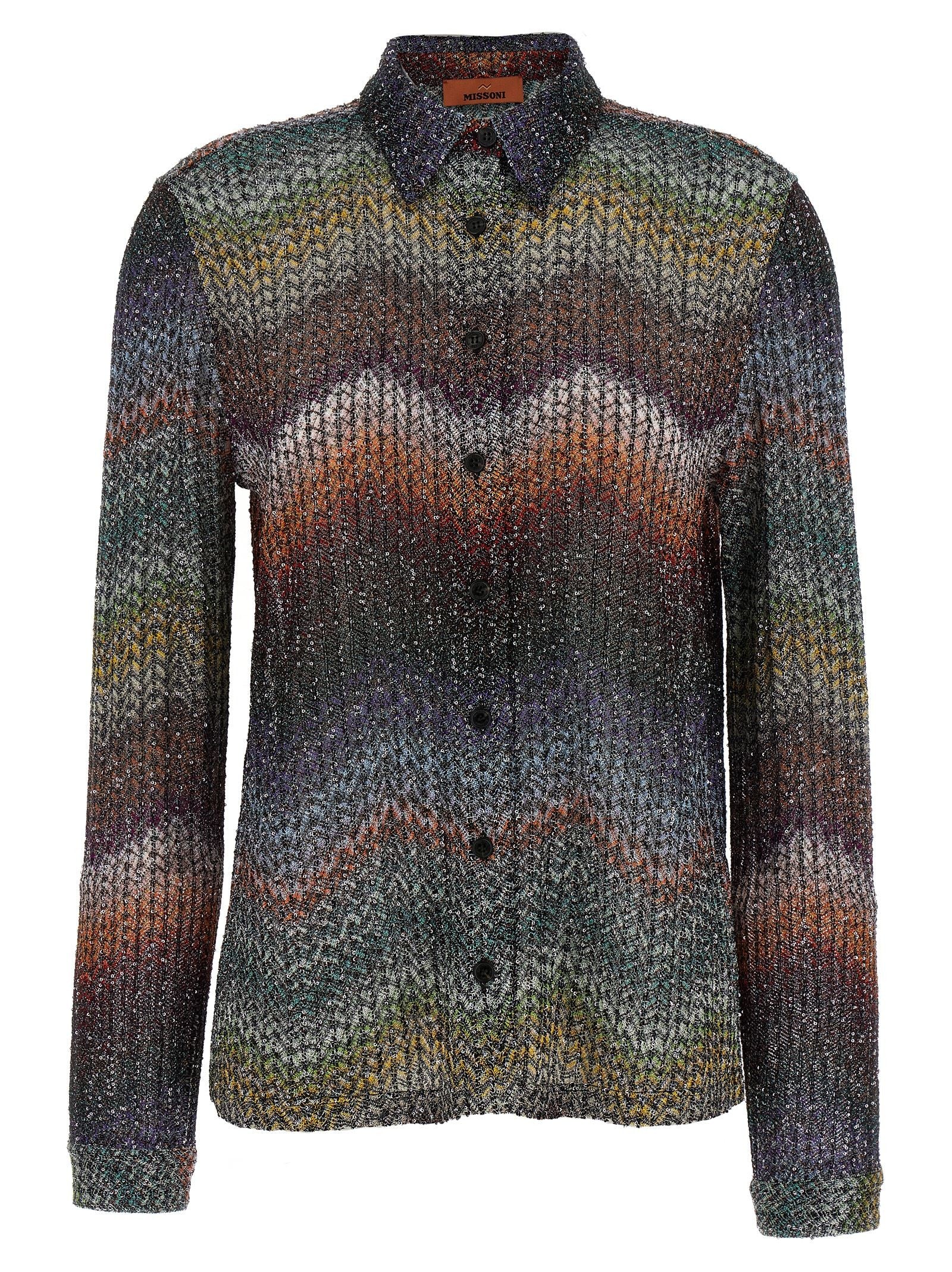 Missoni Sequin and Lamé Viscose Shirt Gold