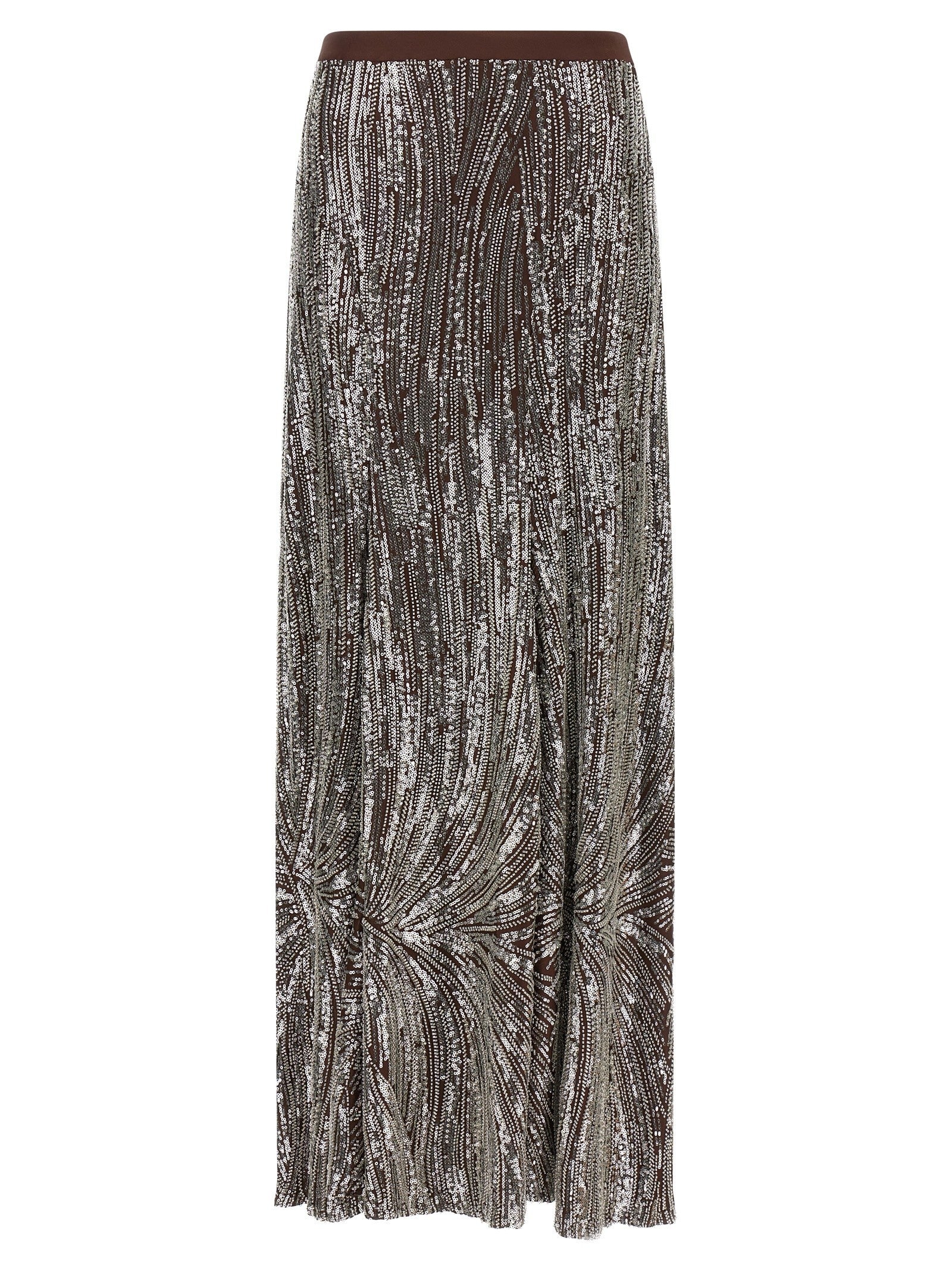 paco rabanne Sequin and Pearl Skirt Brown