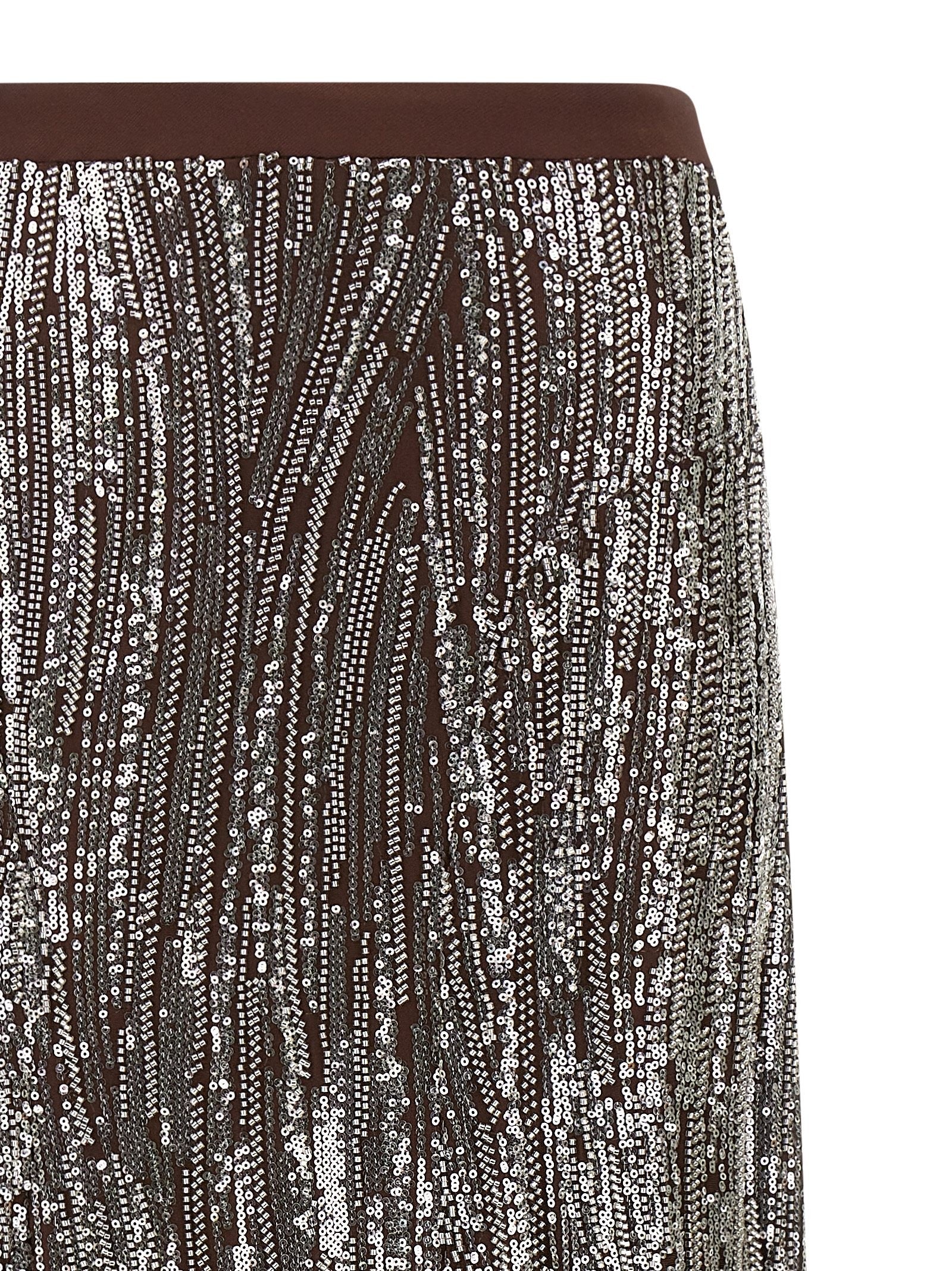paco rabanne Sequin and Pearl Skirt Brown