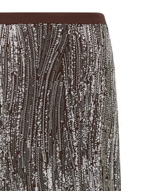 paco rabanne Sequin and Pearl Skirt Brown