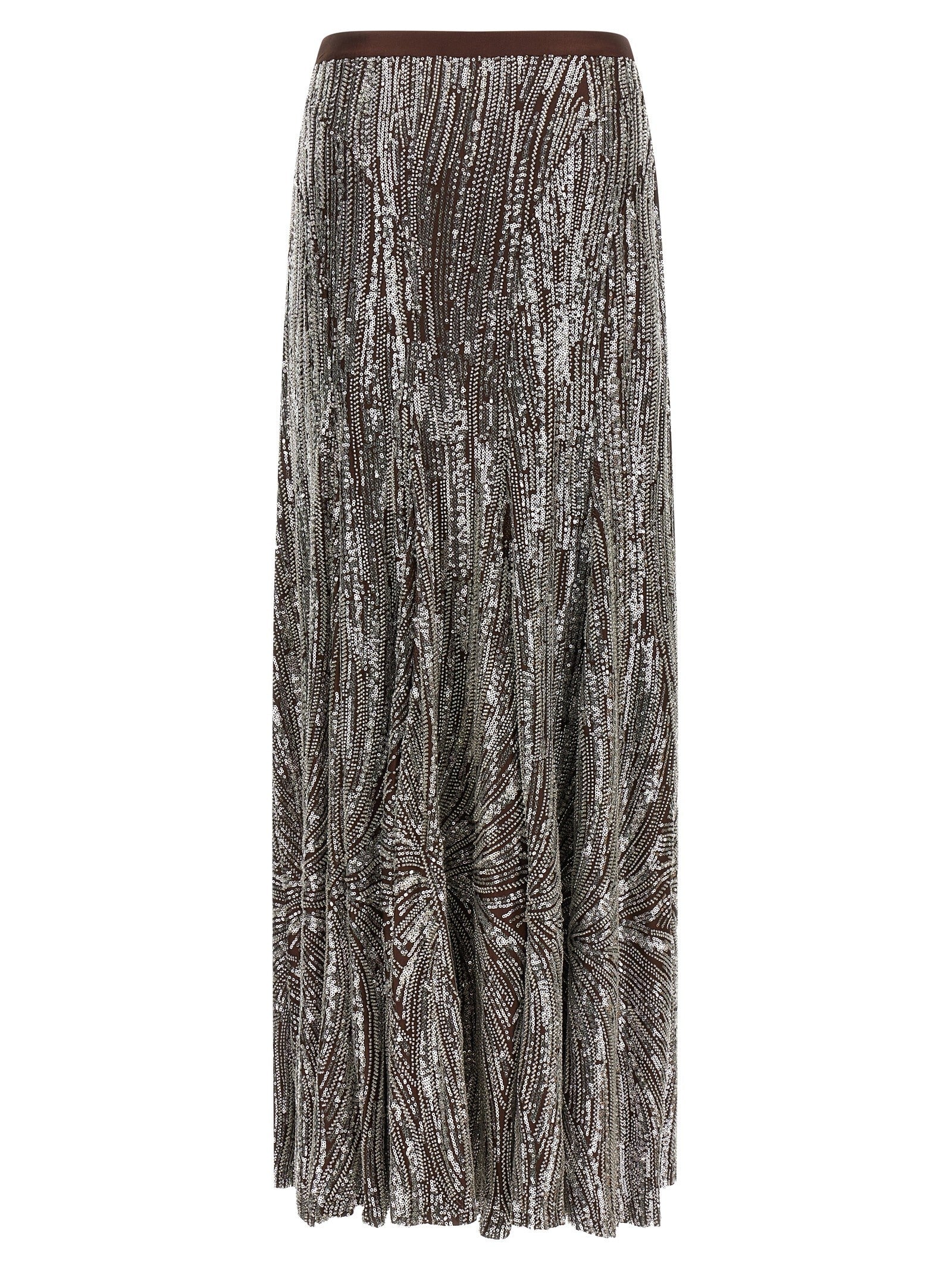 paco rabanne Sequin and Pearl Skirt Brown