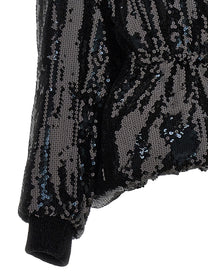 Alexandre Vauthier Sequin Bomber Jacket Black