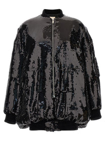 Alexandre Vauthier Sequin Bomber Jacket Black