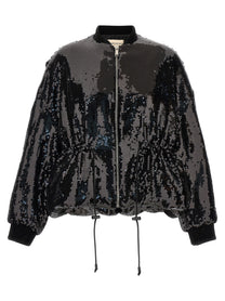 Alexandre Vauthier Sequin Bomber Jacket Black