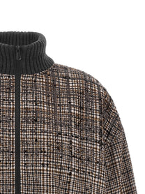 Brunello Cucinelli Sequin Check Bomber Jacket Brown