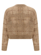 Brunello Cucinelli Sequin Check Sweater Beige, view 2