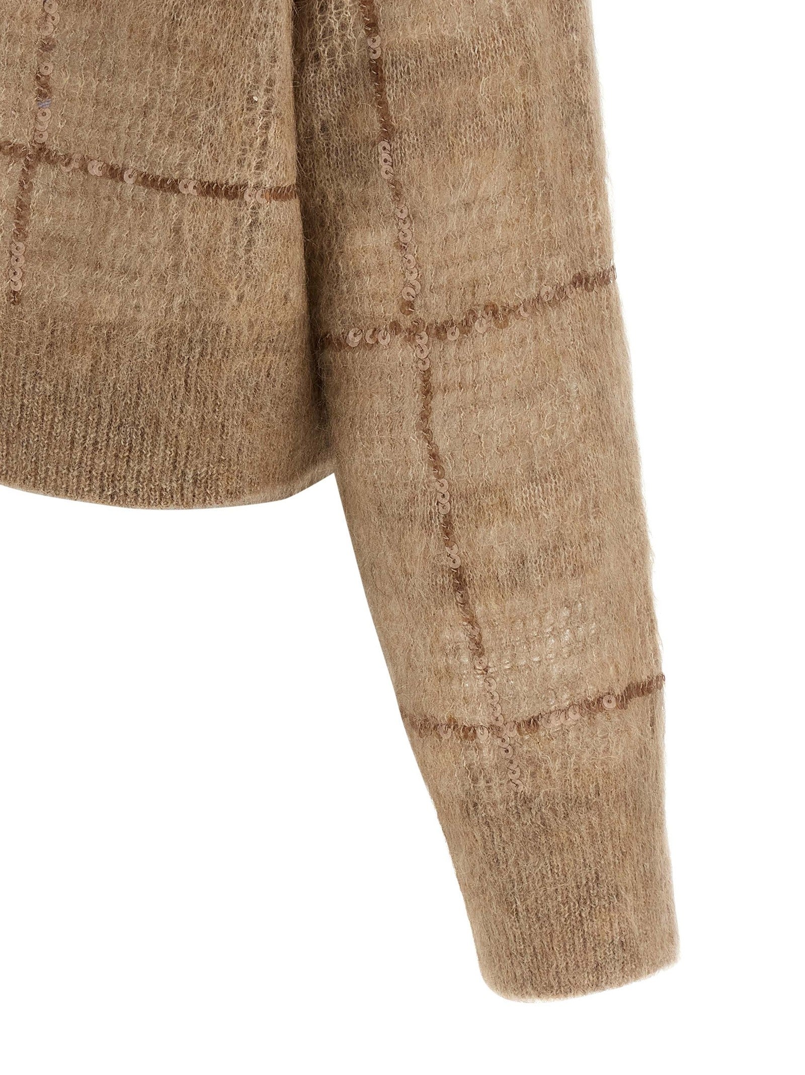 Brunello Cucinelli Sequin Check Sweater Beige