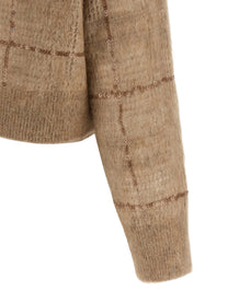 Brunello Cucinelli Sequin Check Sweater Beige, view 4