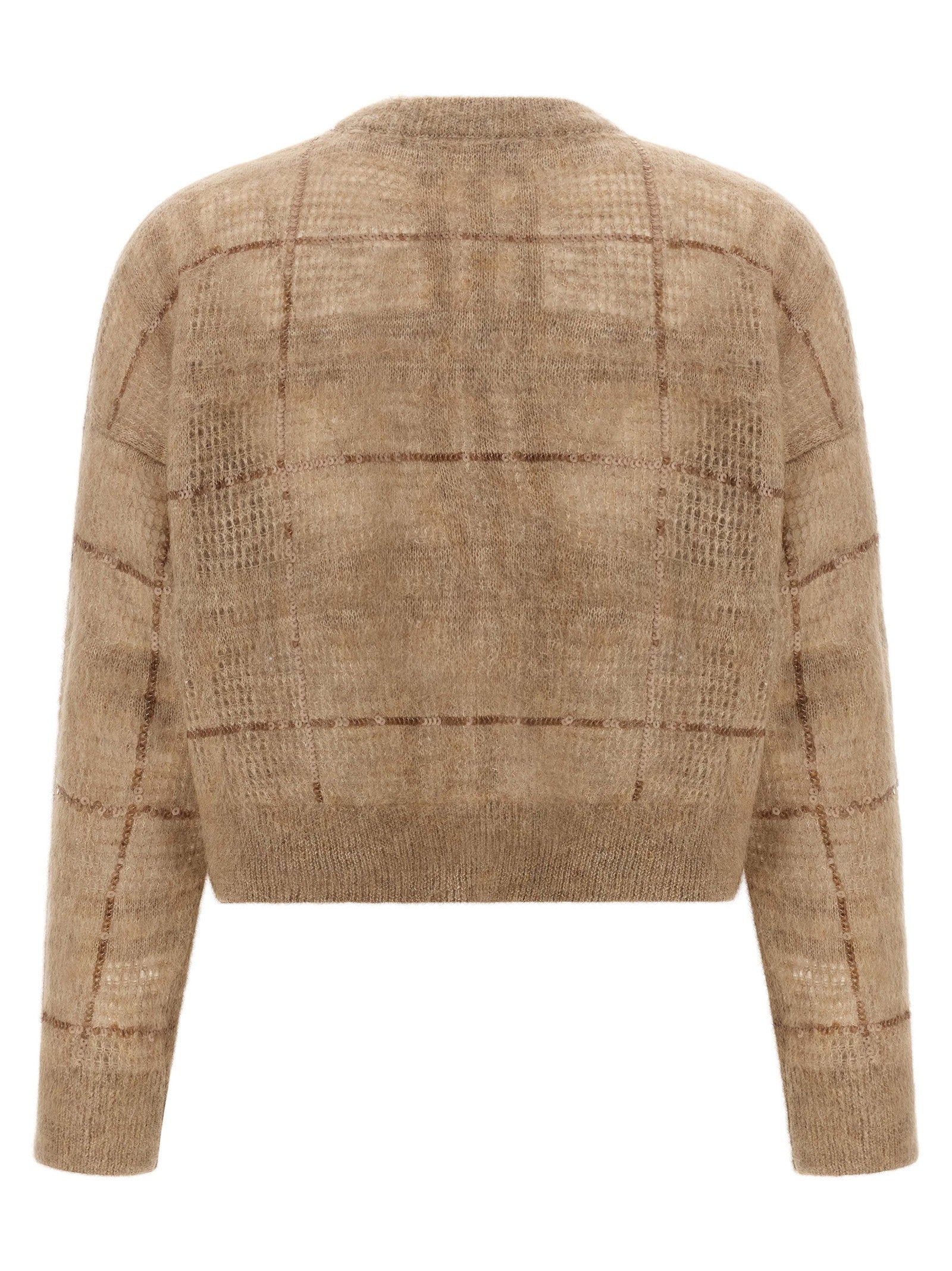 Brunello Cucinelli Sequin Check Sweater Beige