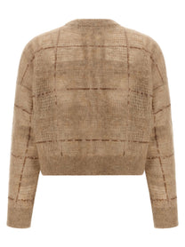 Brunello Cucinelli Sequin Check Sweater Beige