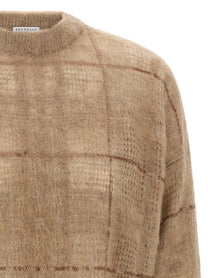 Brunello Cucinelli Sequin Check Sweater Beige, view 3