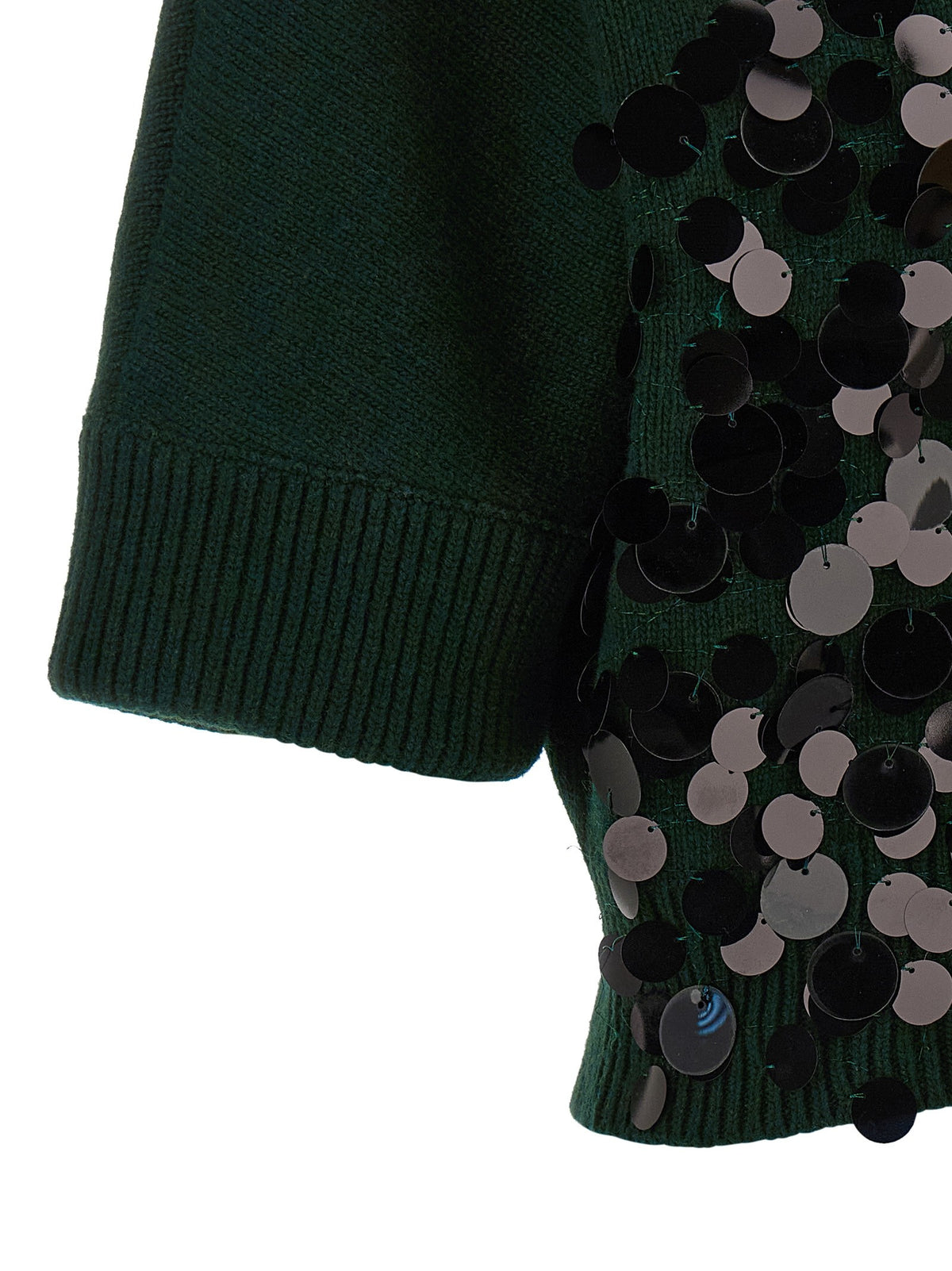 Nude Lucy Sequin Cropped Sweater Green