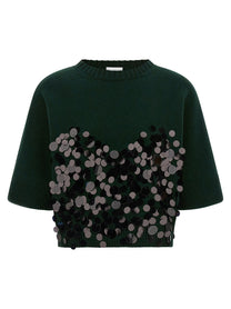 Nude Lucy Sequin Cropped Sweater Green