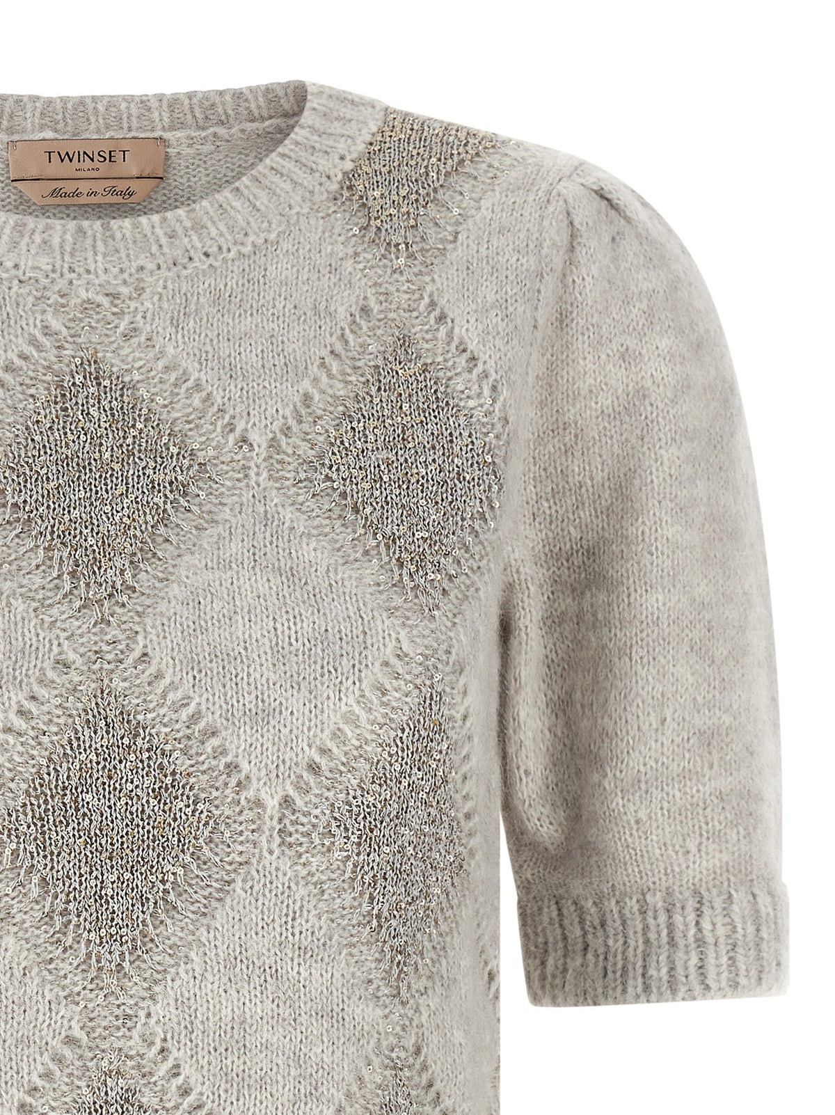 TWINSET Sequin Diamond Sweater Grey