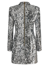 Balmain Sequin Dress Silver
