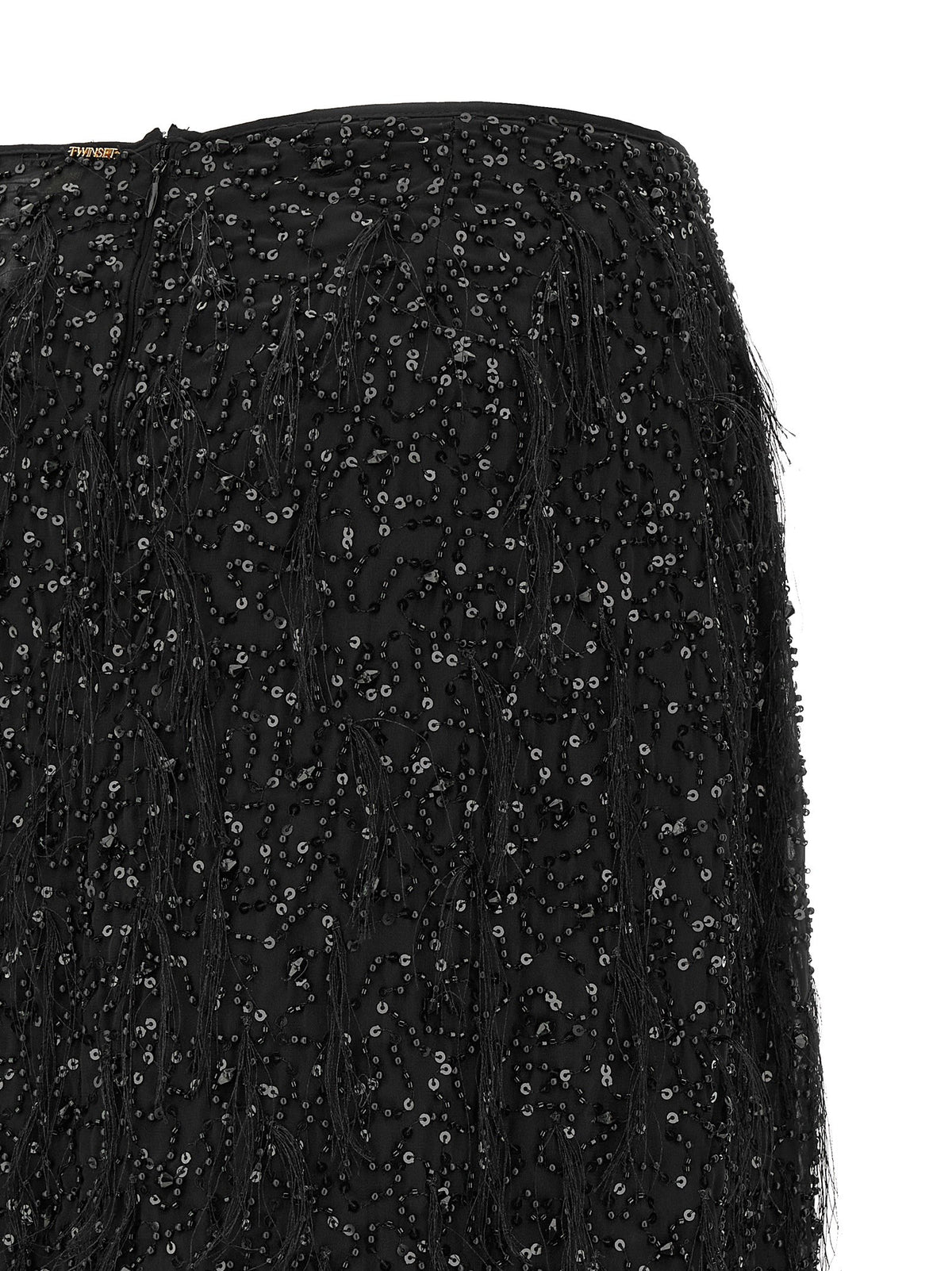 TWINSET Sequin Embroidery Skirt Black