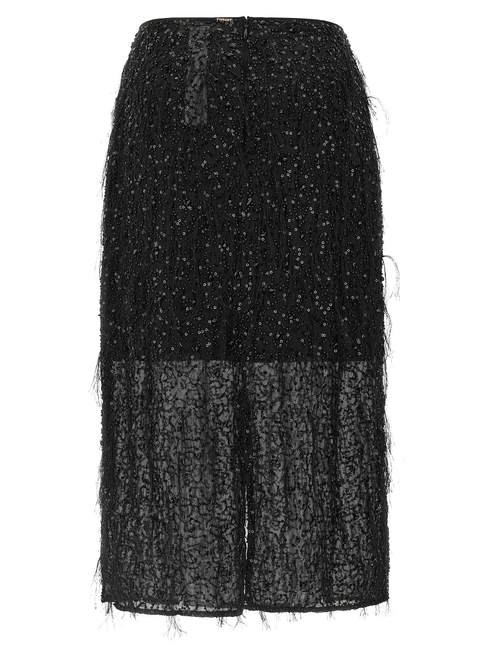TWINSET Sequin Embroidery Skirt Black