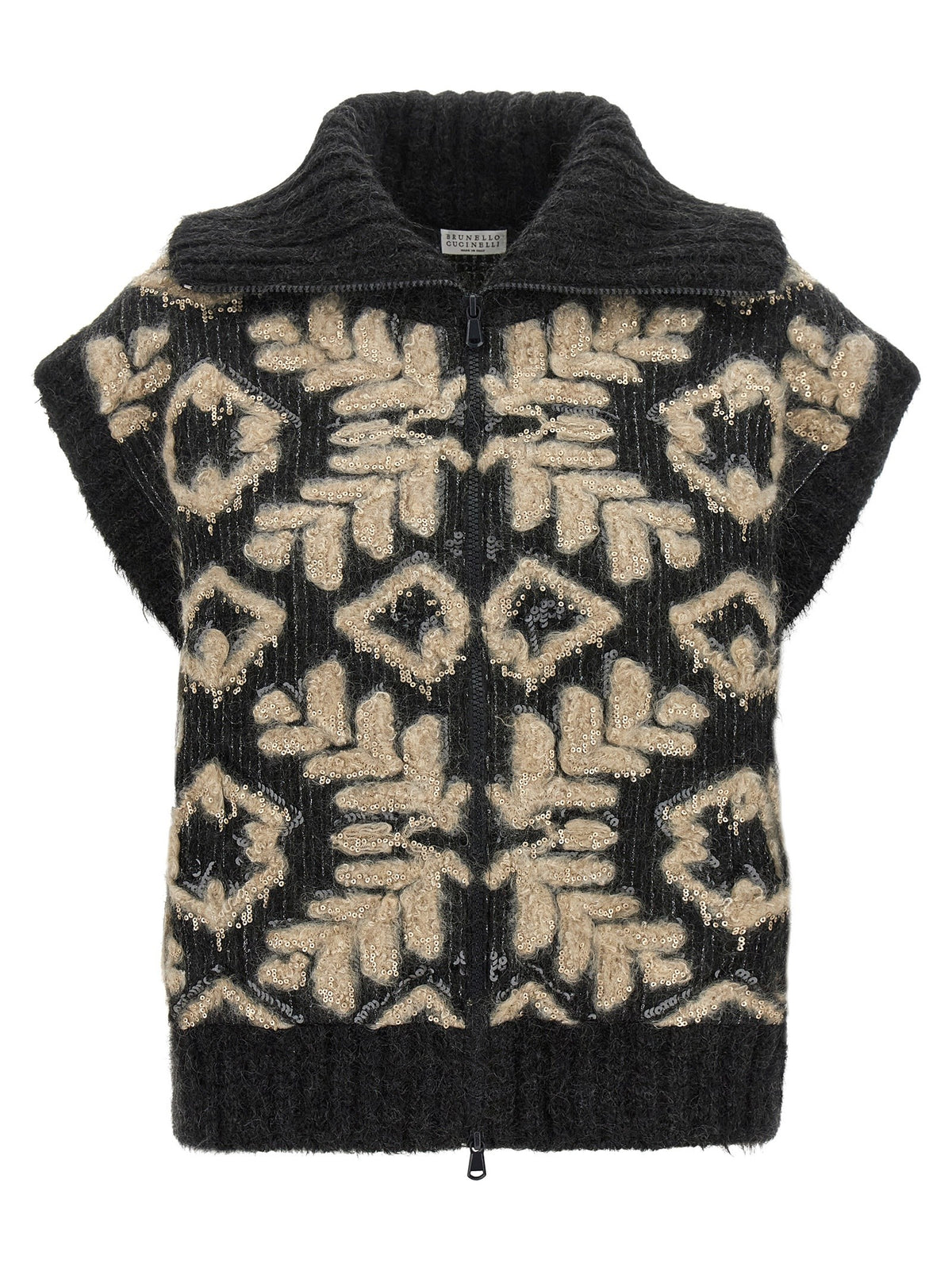 Brunello Cucinelli Sequin Intarsia Cardigan Grey