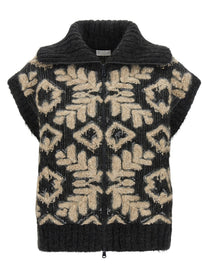 Brunello Cucinelli Sequin Intarsia Cardigan Grey