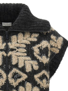 Brunello Cucinelli Sequin Intarsia Cardigan Grey