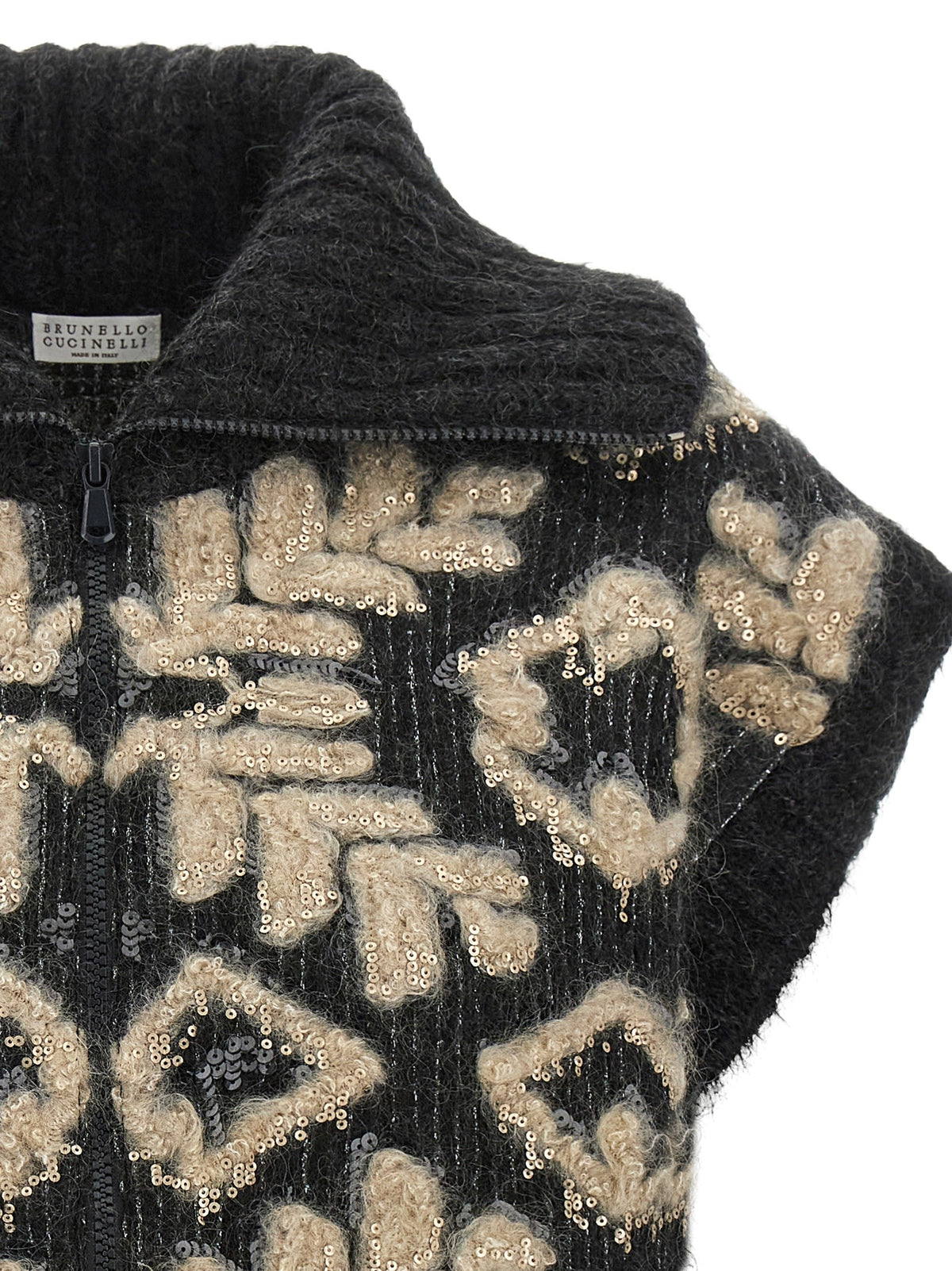 Brunello Cucinelli Sequin Intarsia Cardigan Grey