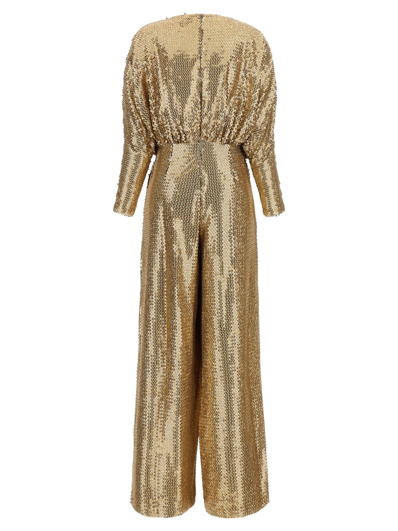 Elie Saab Sequin Jersey Jumpsuit Gold
