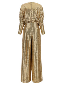 Elie Saab Sequin Jersey Jumpsuit Gold