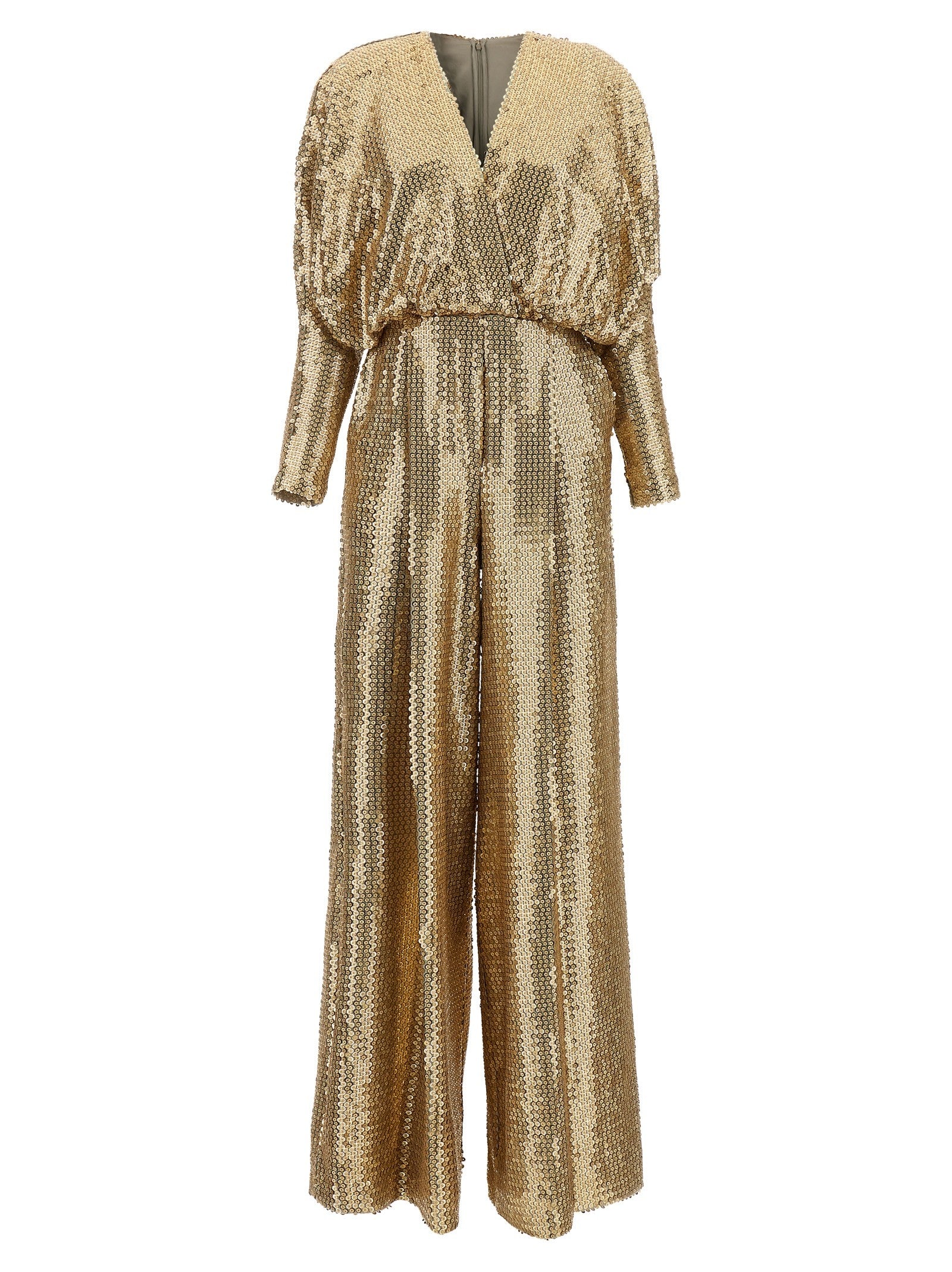 Elie Saab Sequin Jersey Jumpsuit Gold