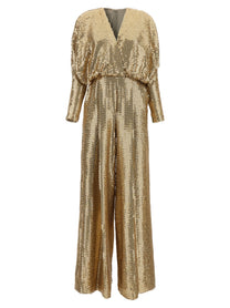 Elie Saab Sequin Jersey Jumpsuit Gold