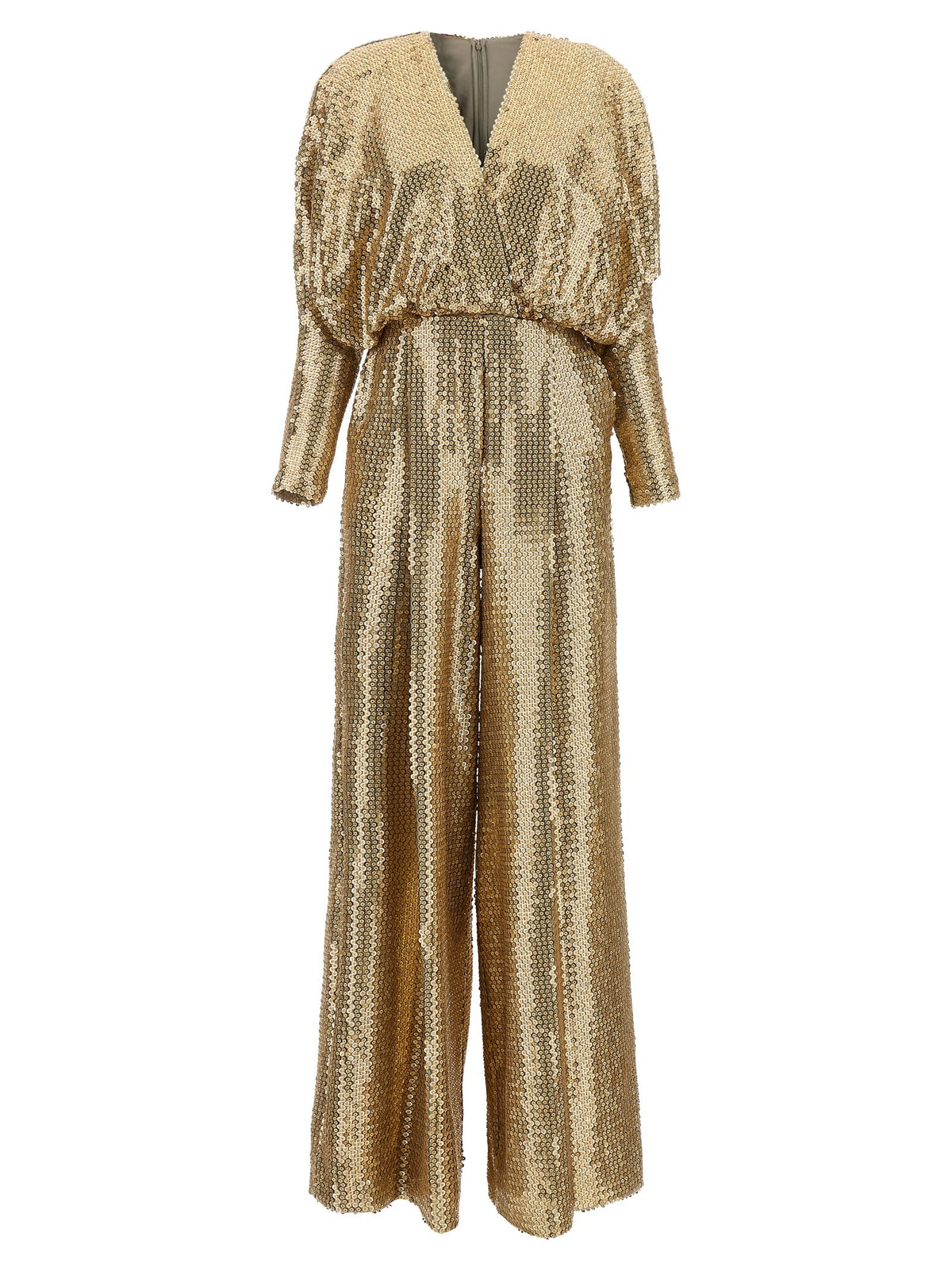 Elie Saab Sequin Jersey Jumpsuit Gold