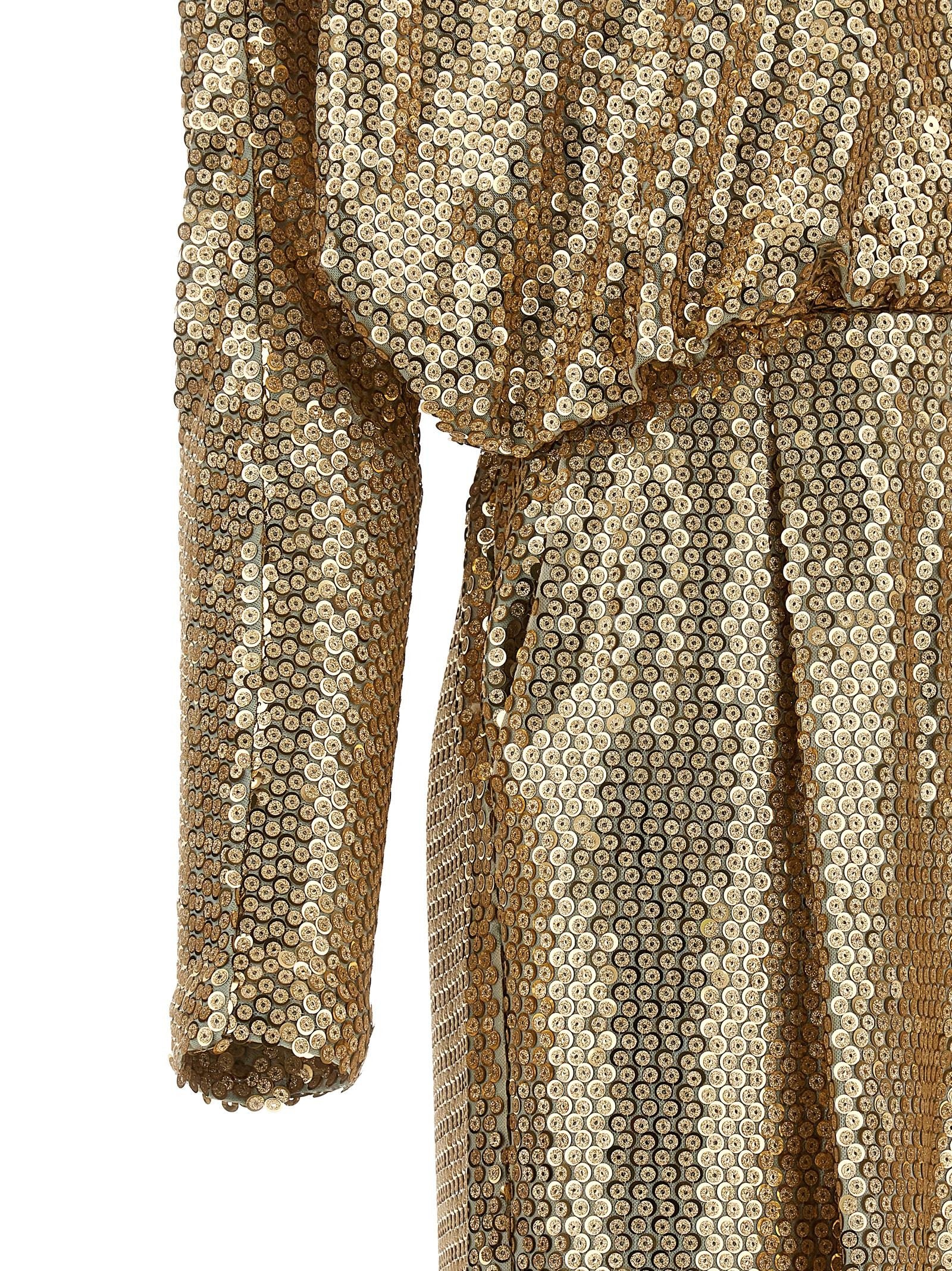 Elie Saab Sequin Jersey Jumpsuit Gold