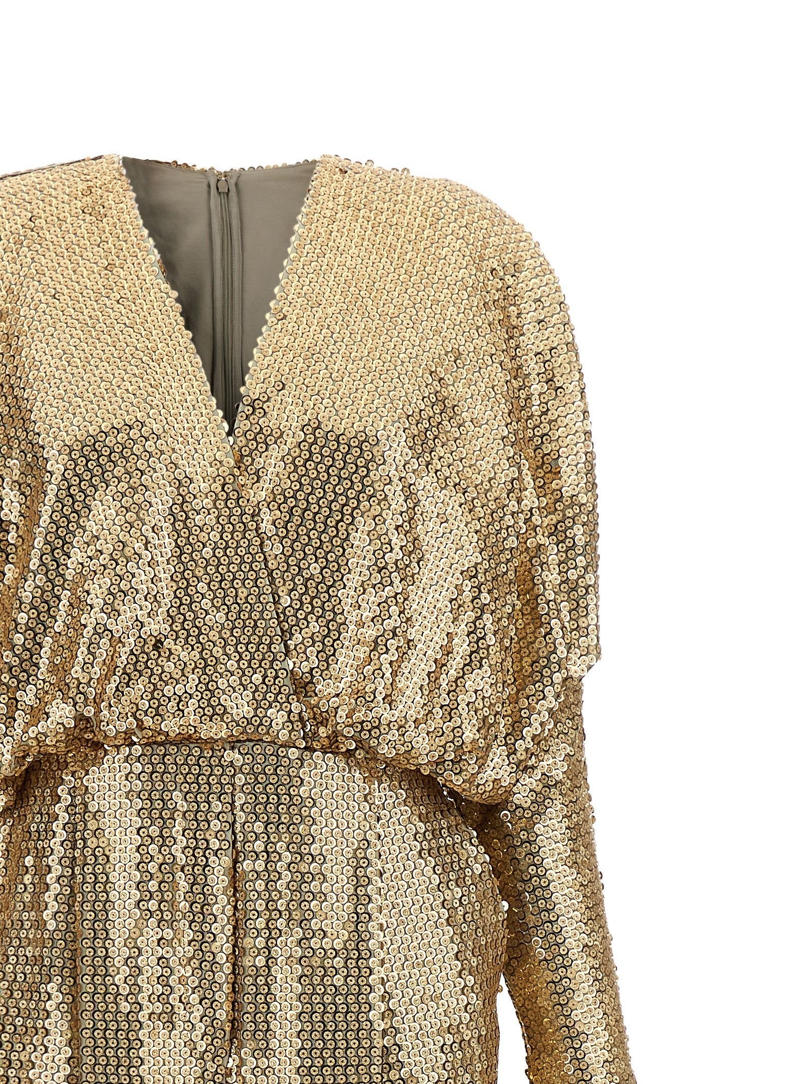 Elie Saab Sequin Jersey Jumpsuit Gold