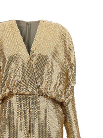 Elie Saab Sequin Jersey Jumpsuit Gold