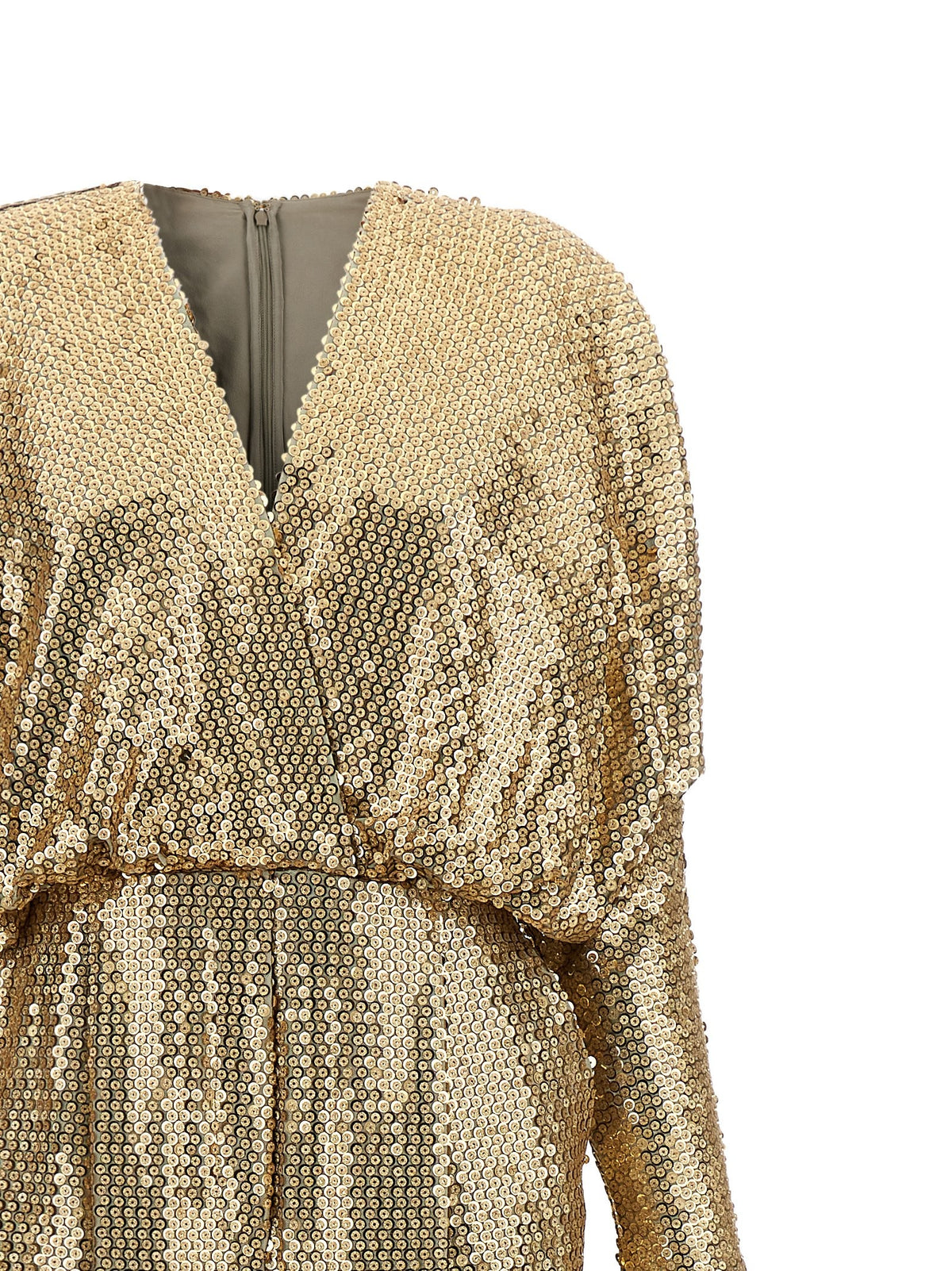 Elie Saab Sequin Jersey Jumpsuit Gold, view 3