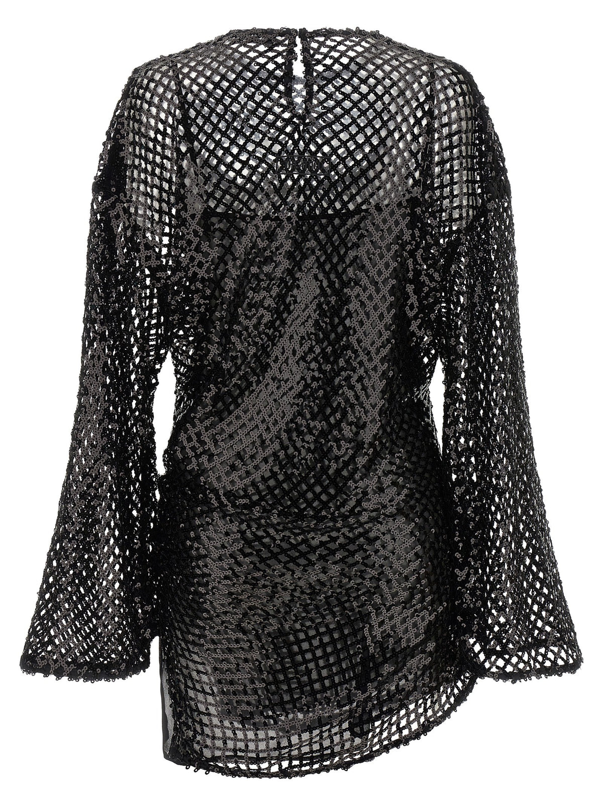 The Attico Sequin Mesh Dress Black