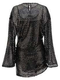 The Attico Sequin Mesh Dress Black
